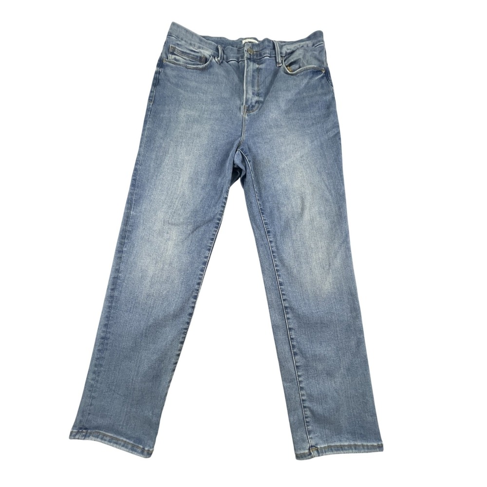 Good American Jeans Womens 14-18‎ Blue Straight Leg High Rise Stretch Denim
